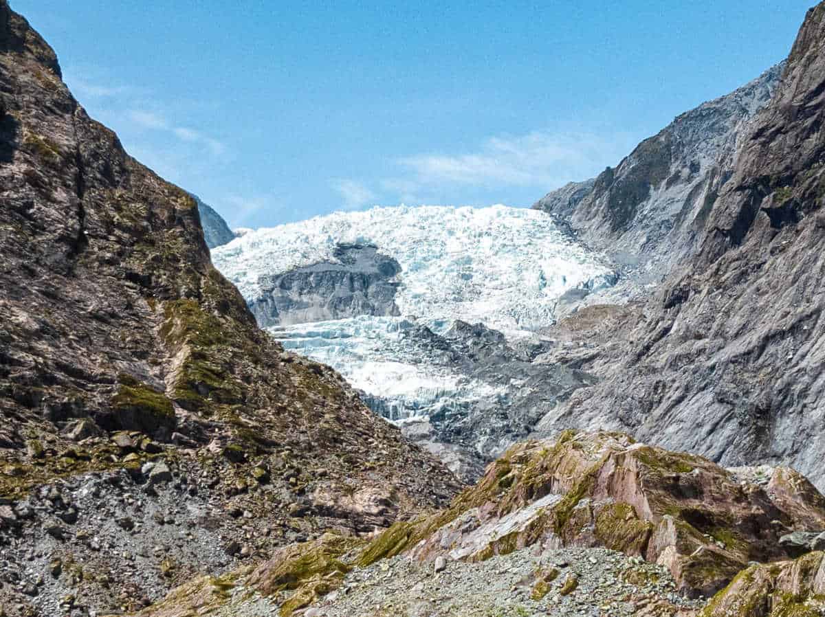 Closeup of Franz Josef Glacier on the Valley Track