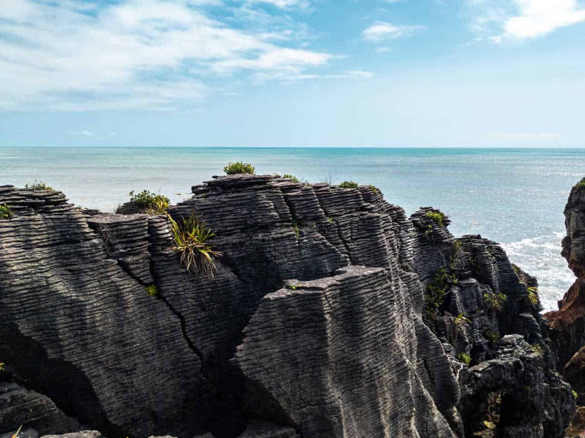 Ocean view of the Pancake Rocks and Blowholes at Punakaiki