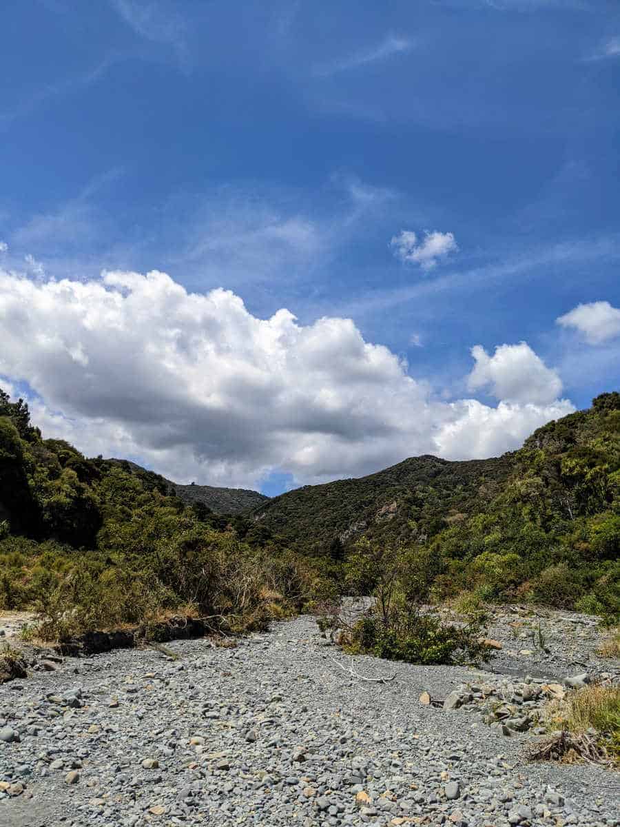 View of the dried up streambed at the Putangirua Pinnacles Scenic Reserve.