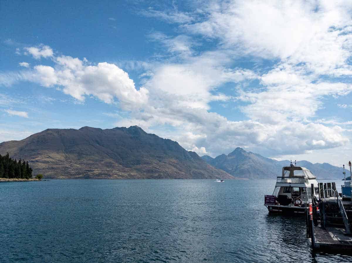 View from Queenstown's harbour onto Lake Wakatipu