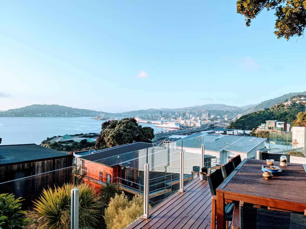 View onto Wellington Harbour and the city.