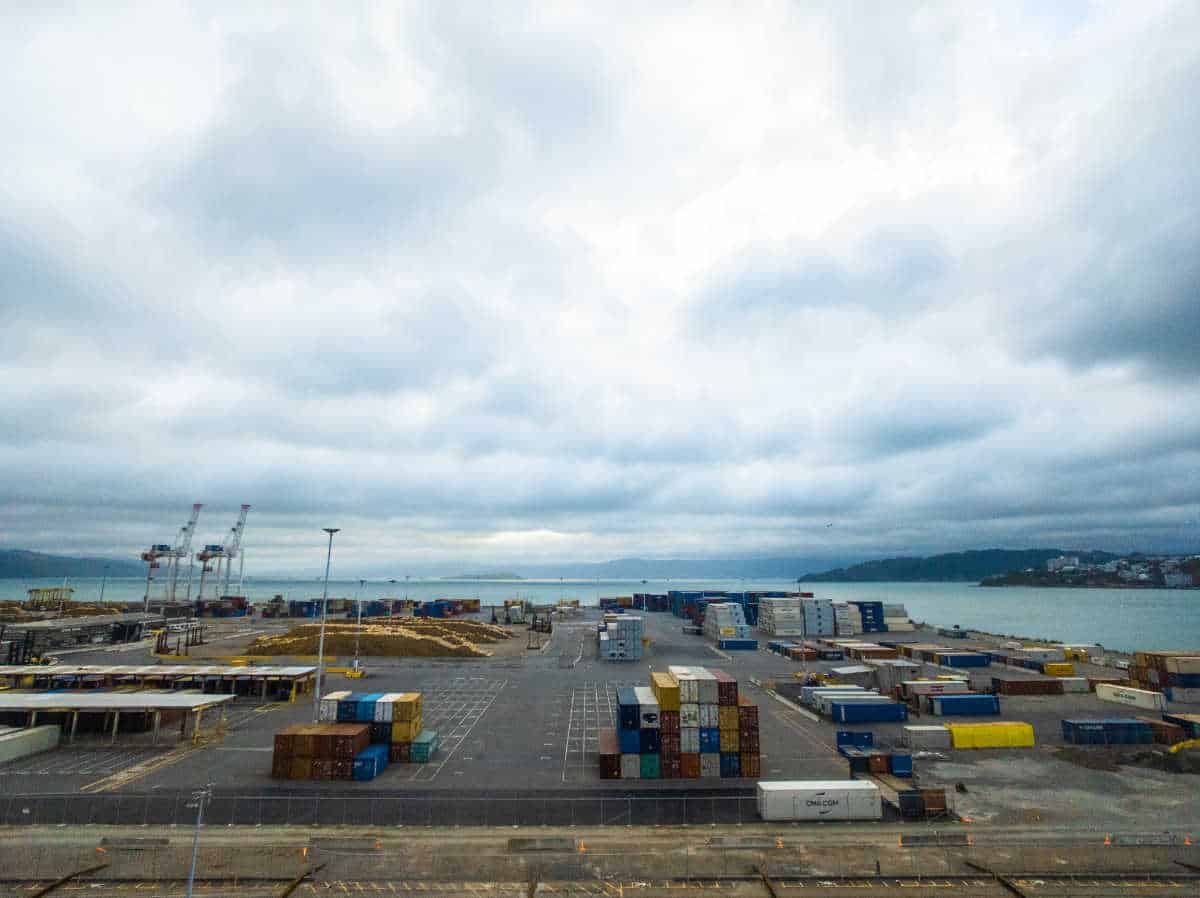 View onto Wellington harbour container terminal