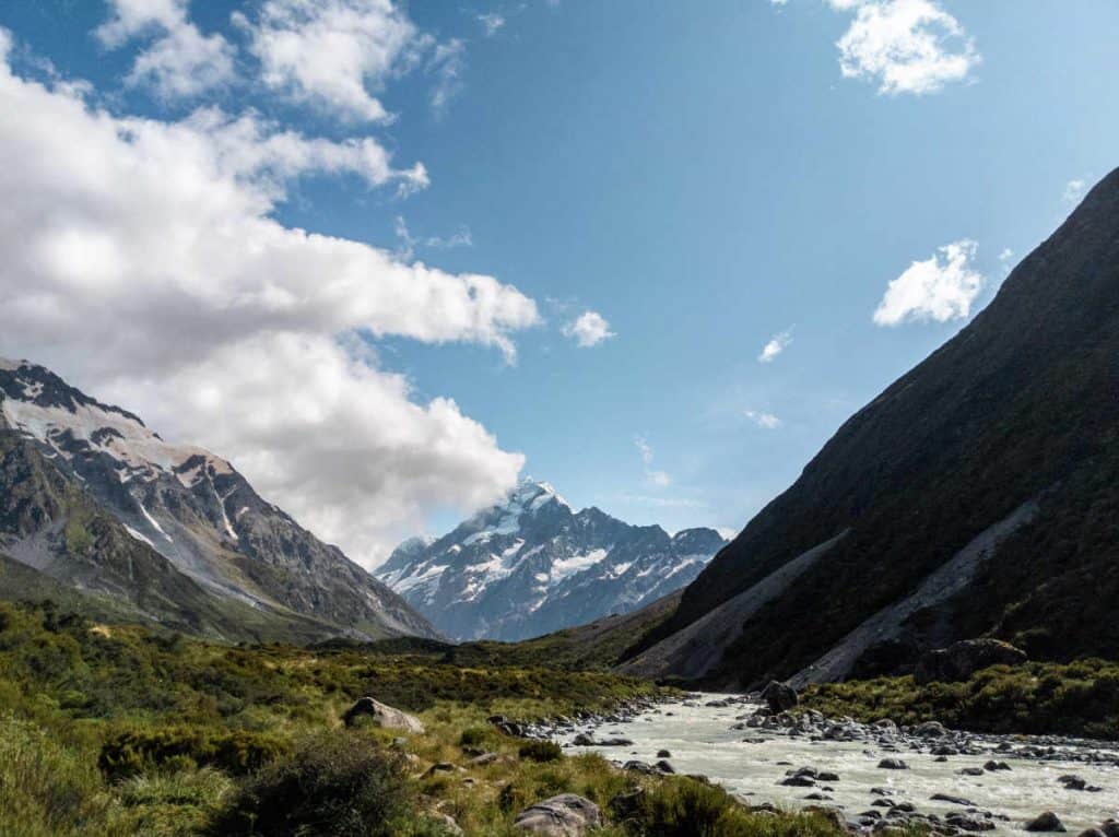 River and Mount Cook along the Hooker Valley Track