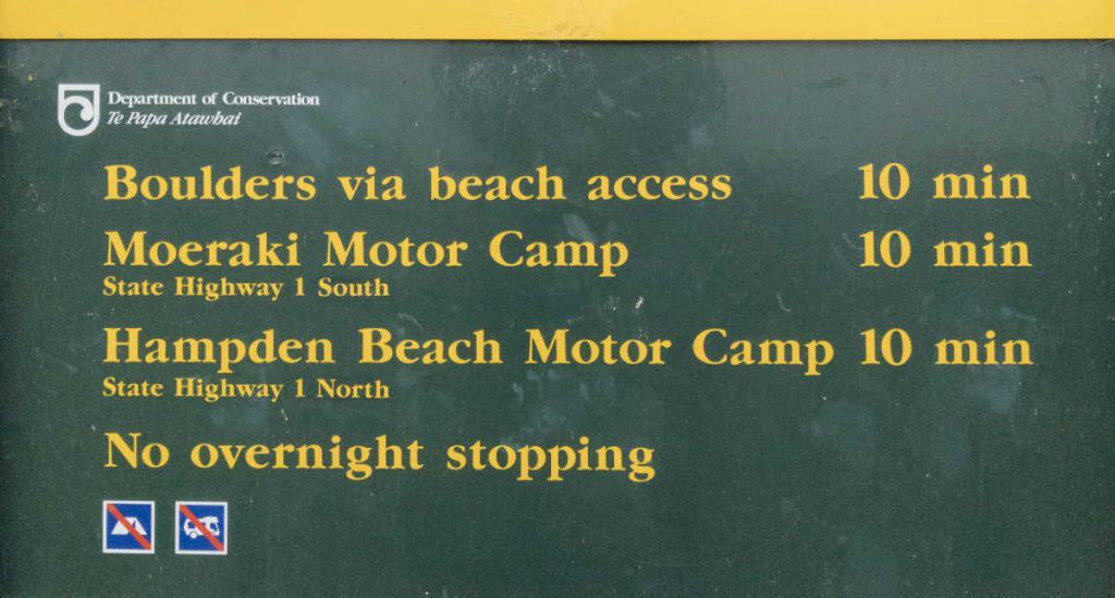 Moeraki Boulders Beach Sign