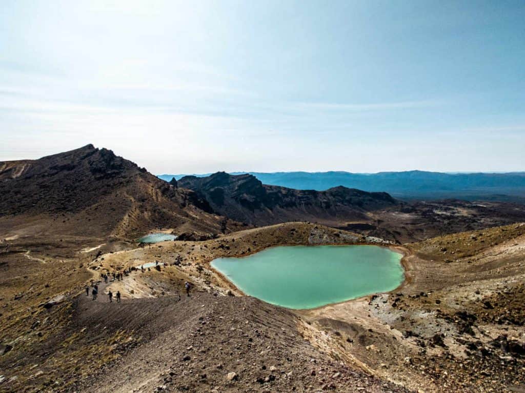 The Emerald Lakes after descending from the summit along the Tongariro Alpine Crossing